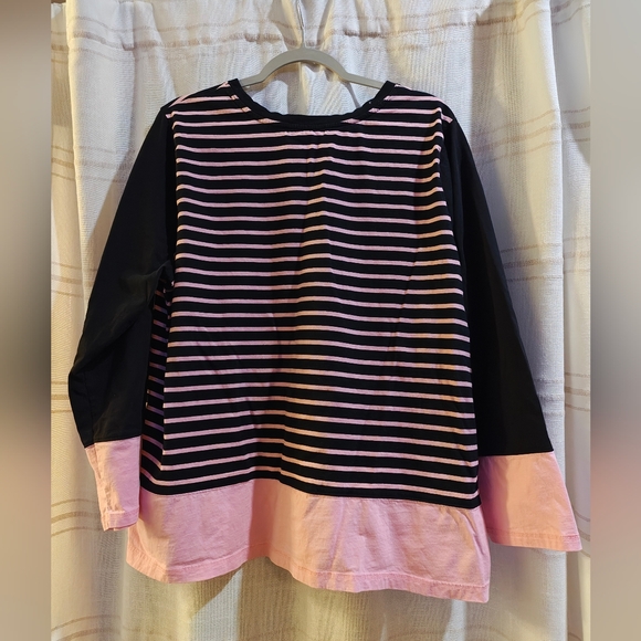Ralph Lauren Pink and Black Striped Long Sleeve Tee - Picture 4 of 4